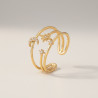 Bague ajustable dorée multirang étoile et lune Plaqué or