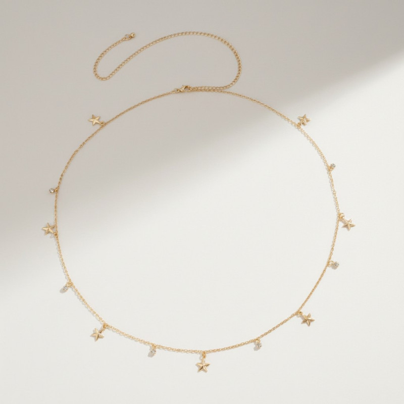 Chaîne de taille dorée étoiles et strass