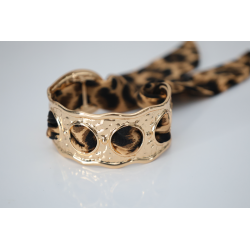 Bracelet doré foulard léopard