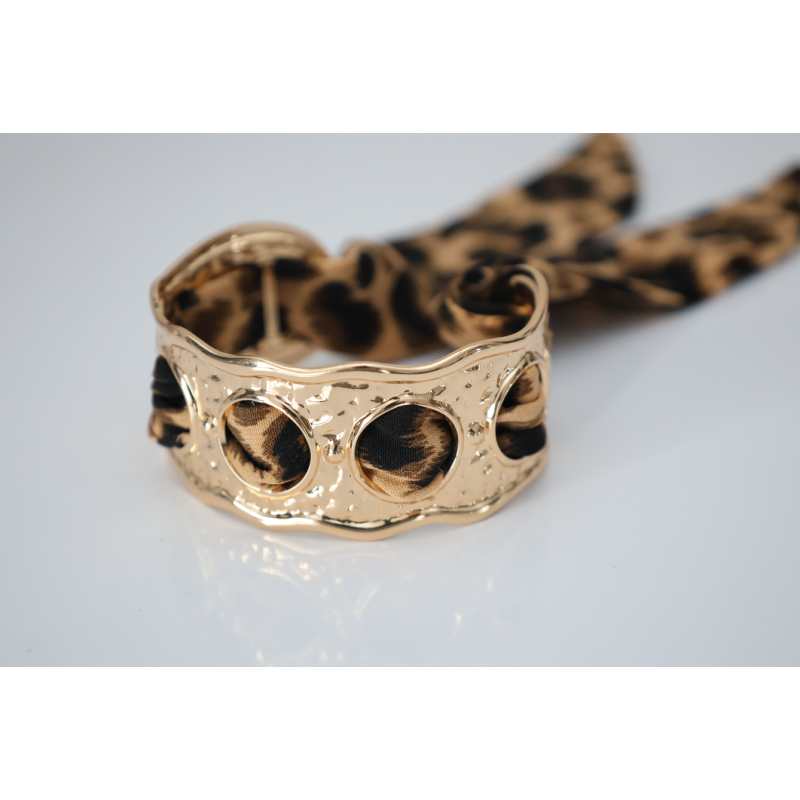 Bracelet doré foulard léopard