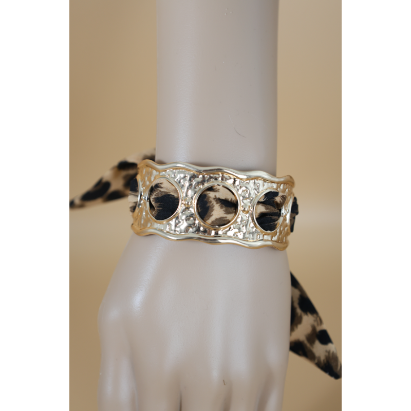 Bracelet doré foulard léopard