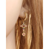 Boucles d'oreilles créoles dorées croix multicolore Plaqué or