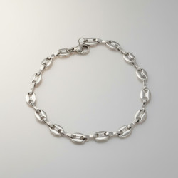 Bracelet homme grain de café argenté Acier