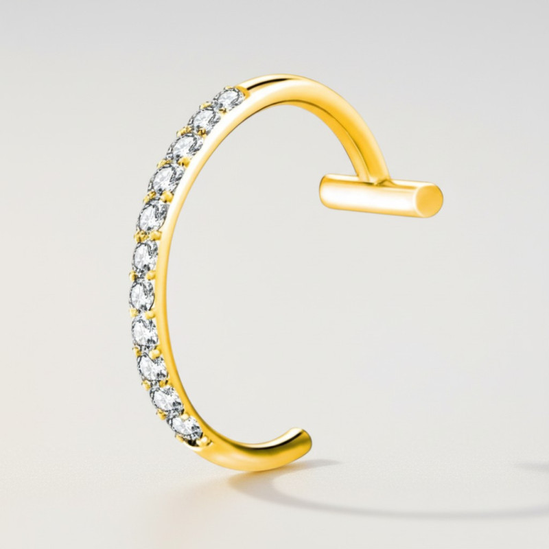 Anneau de lèvre doré zircon Plaqué or