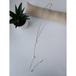Collier de dos dorée coeur et perles