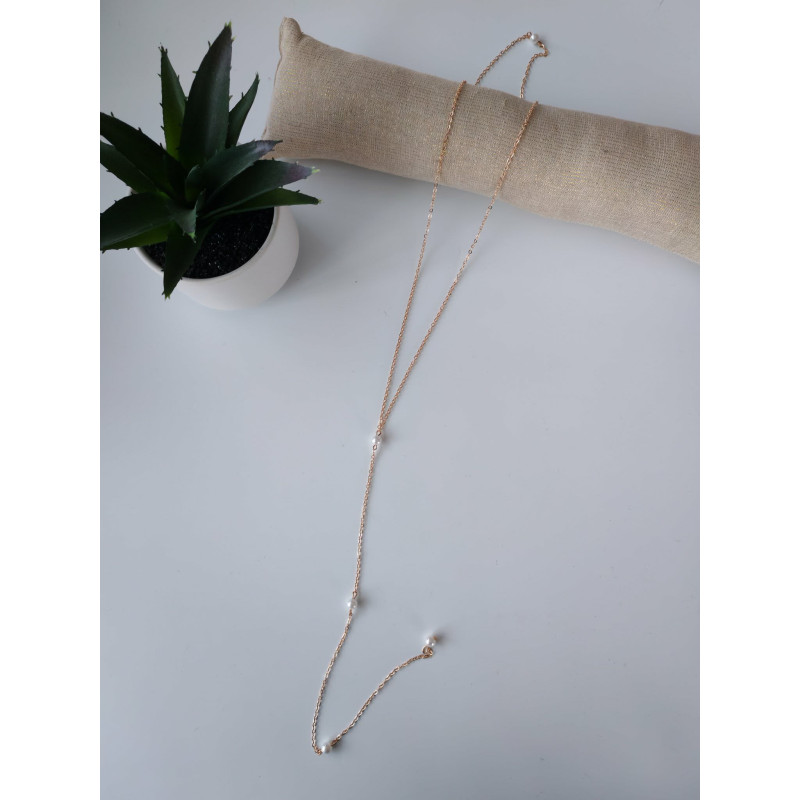 Collier de dos dorée coeur et perles