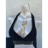 Collier plongeant fleurs filigranées dorées