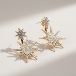 Boucles d'oreilles dorées étoiles étincelantes