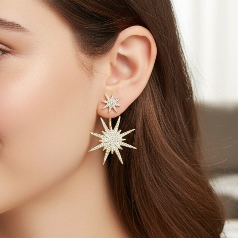 Boucles d'oreilles dorées étoiles étincelantes