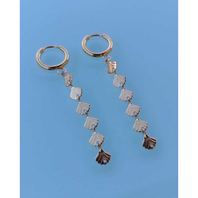 Boucles d'oreilles pendantes dorées coquillages Acier