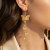 Boucles d'oreilles dorées pendantes papillons filigranés