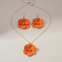 Parure dorée fleur orange