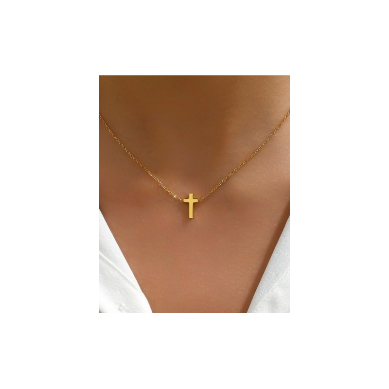 Collier croix dorée Acier