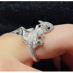 Bague ajustable dragon argenté