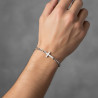 Bracelet homme mailles argentées croix Acier