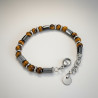 Bracelet homme oeil de tigre et hématite Acier