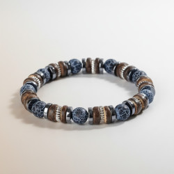 Bracelet homme pierre naturelle et bois