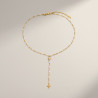 Collier plongeant doré et blanc croix Acier