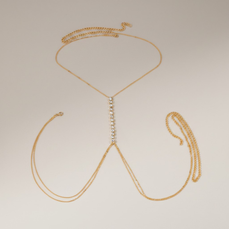 Chaîne de body dorée strass