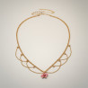 Chaîne de taille dorée chaînettes et fleur rose