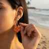 Boucles d'oreilles dorées goutte et fleur orange