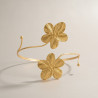 Bracelet de bras double fleurs doré