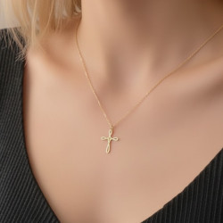 Collier doré croix ajourée Acier