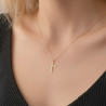 Collier doré croix ajourée Acier