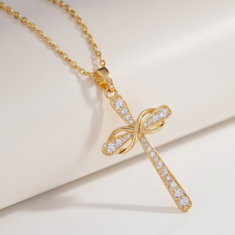 Collier doré croix infini Plaqué or
