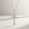 Collier argenté croix et coeur Plaqué or blanc