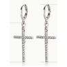 Boucles d'oreilles croix argentée strass