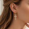 Boucles d'oreilles croix doré strass
