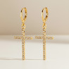 Boucles d'oreilles croix doré strass