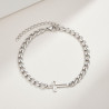 Bracelet homme grandes mailles argentées croix ajourée Acier