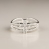 Bague ajustable argentée multirang croix Plaqué or blanc