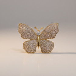 Broche dorée papillon et strass