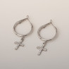 Créoles argentées croix avec strass