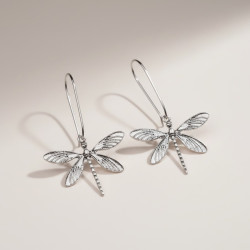 Boucles d'oreilles libellule argentées