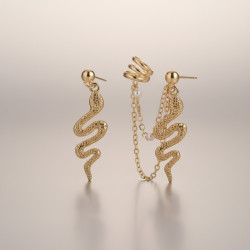 Boucles d'oreilles dorées serpents asymétriques