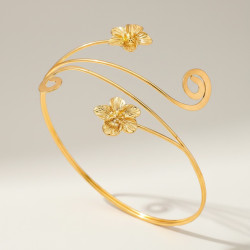 Bracelet de bras fleur et spirale dorée