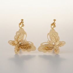 Boucles d'oreilles clips dorées papillons