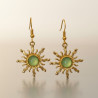 Boucles d'oreilles dorées soleil vert