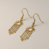 Boucles d'oreilles dorées soleil et franges étoilées Acier