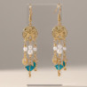Boucles d'oreilles dorées vie marine et perles