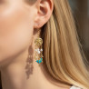 Boucles d'oreilles dorées vie marine et perles