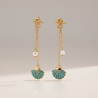 Boucles d'oreilles dorées perle et coquillage bleu