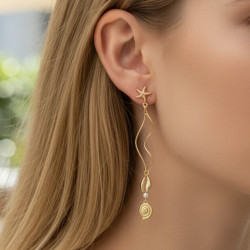 Boucles d'oreilles dorées coquillages et torsades