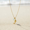 Collier doré requin et pierre bleue Plaqué or