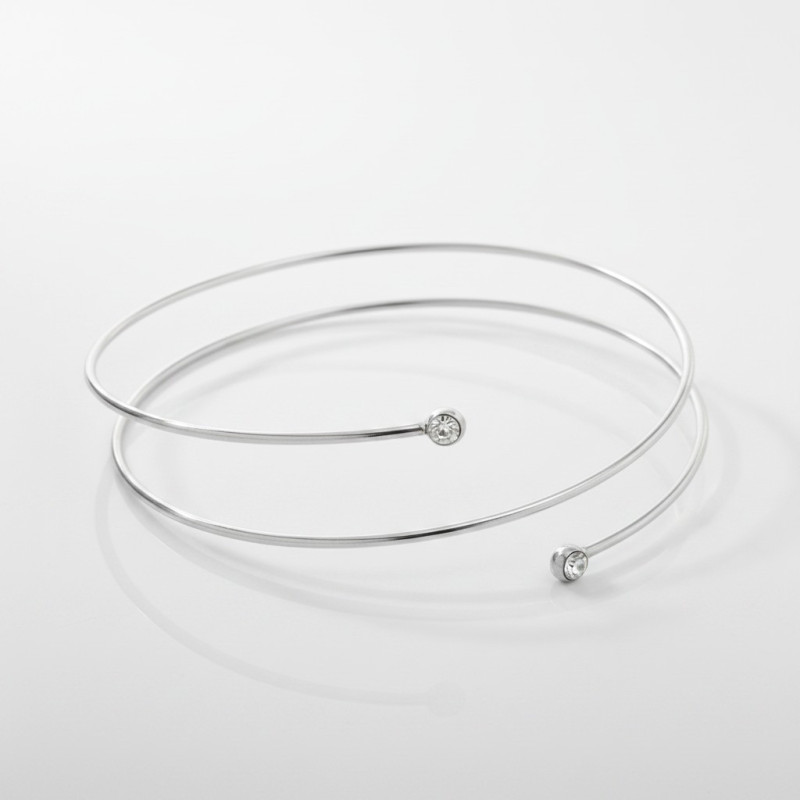 Bracelet de bras minimaliste strass argenté