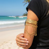 Bracelet de bras doré plumes
